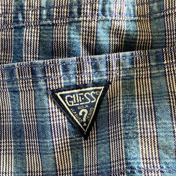 Vintage 90s Guess U.S.A. Plaid Overall Shortalls Romper Jumpsuit S - Picture 8 of 16